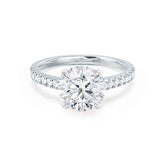 1 Carat Round Engagement Ring with Diamond-Studded Shank in 18K Gold