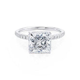 3 Carat Lab Grown Princess Cut Diamond Ring in 18k gold with pave setting