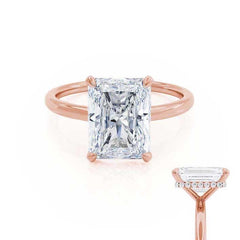 3 Ct Hidden Halo Radiant Engagement Ring in 18K Gold – Custom Design