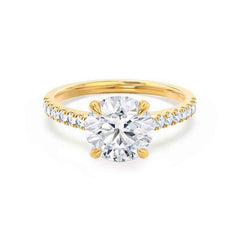 1 Carat Round Engagement Ring with Diamond-Studded Shank in 18K Gold