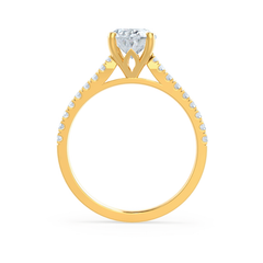 1 Carat Round Engagement Ring with Diamond-Studded Shank in 18K Gold