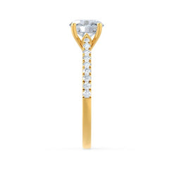 1 Carat Round Engagement Ring with Diamond-Studded Shank in 18K Gold