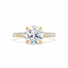 1 Carat Round Engagement Ring with Diamond-Studded Shank in 18K Gold