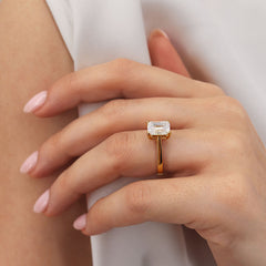 2.0 Ct Emerald Cut Solitaire Engagement Ring in Gold