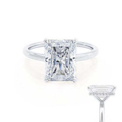 3 Ct Hidden Halo Radiant Engagement Ring in 18K Gold – Custom Design