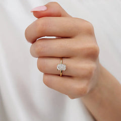 3 Ct Hidden Halo Radiant Engagement Ring in 18K Gold – Custom Design