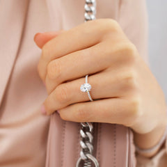 2 Carat Oval Hidden Halo Engagement Ring for Women – Elegant Design