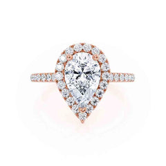 2.0Ct Halo Engagement Ring with a pear-shaped lab-grown diamond
