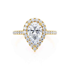 2.0Ct Halo Engagement Ring with a pear-shaped lab-grown diamond