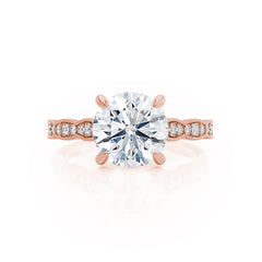 1.50 Ct Vintage Rose Gold Milgrain Engagement Ring