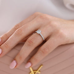 1.5 Ct Round Lab-Grown Diamond Engagement Ring in Gold – Shoulder Set Design