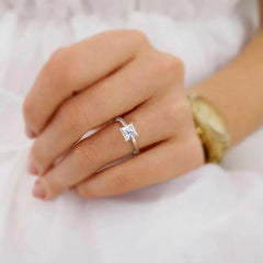 Solitaire 2ct Princess Cut Lab-Created Diamond Ring in 18K Gold